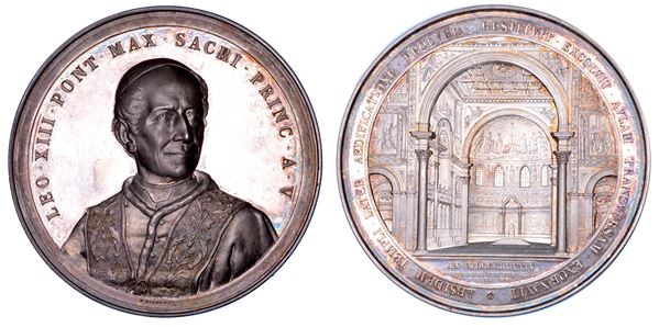 ROMA. LEONE XIII (Vincenzo Gioacchino Luigi Pecci), 1878-1903. Eccezionale lotto di tre medaglie in astuccio originale.