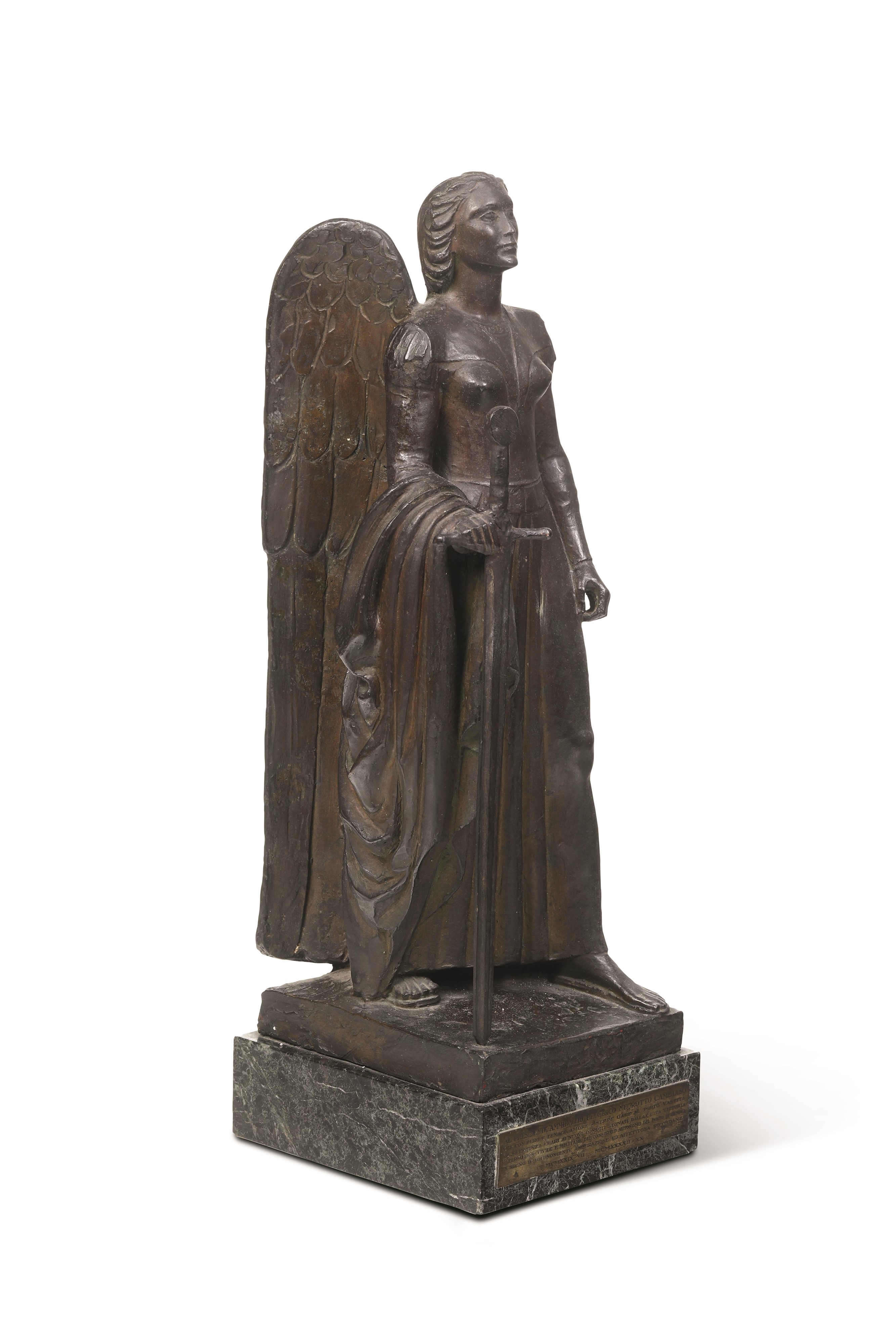 Guido Galletti - La Vittoria Vigilante, bronzo fuso e patinato, cm 17x20x52