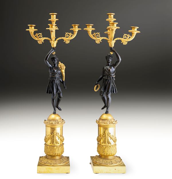 Coppia di importanti candelabri. Pierre-Philippe Thomire (Parigi 1751-1843)