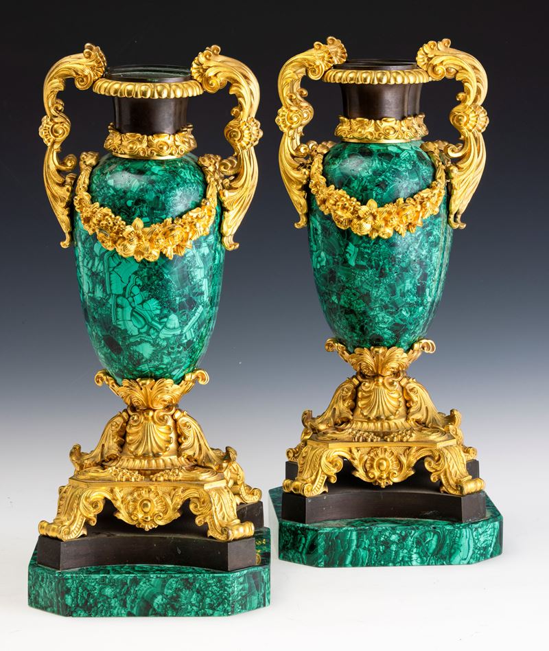 Coppia di sontuosi vasi. Francia, XIX secolo  - Asta Fine Art Selection - Cambi Casa d'Aste