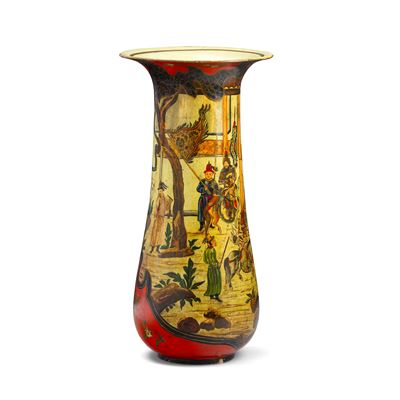 Francia o Piemonte, Grande vaso a chinoiserie, terracotta dipinta in policromia, XIX secolo
