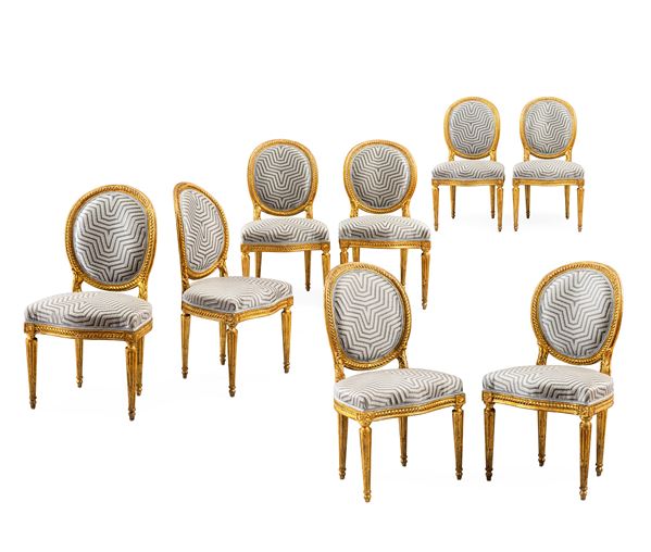 Otto sedie a medaglione. Venezia, fine XVIII secolo