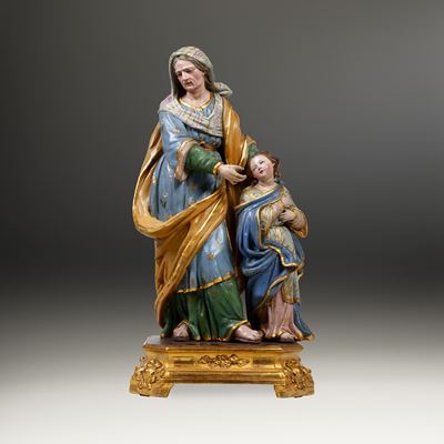 Sant'anna e la Vergine Maria. Arte Barocca Genovese del XVIII Secolo, Ambito di Anton Maria Marag...