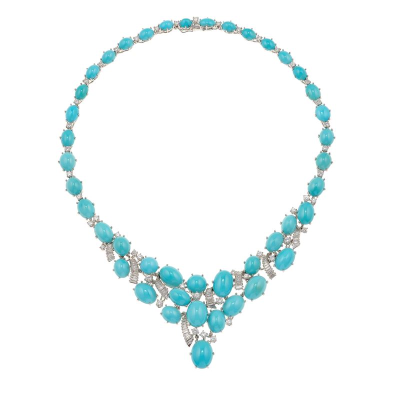 Diamond, turquoise and gold necklace  - Auction Fine Jewellery - Cambi Casa d'Aste