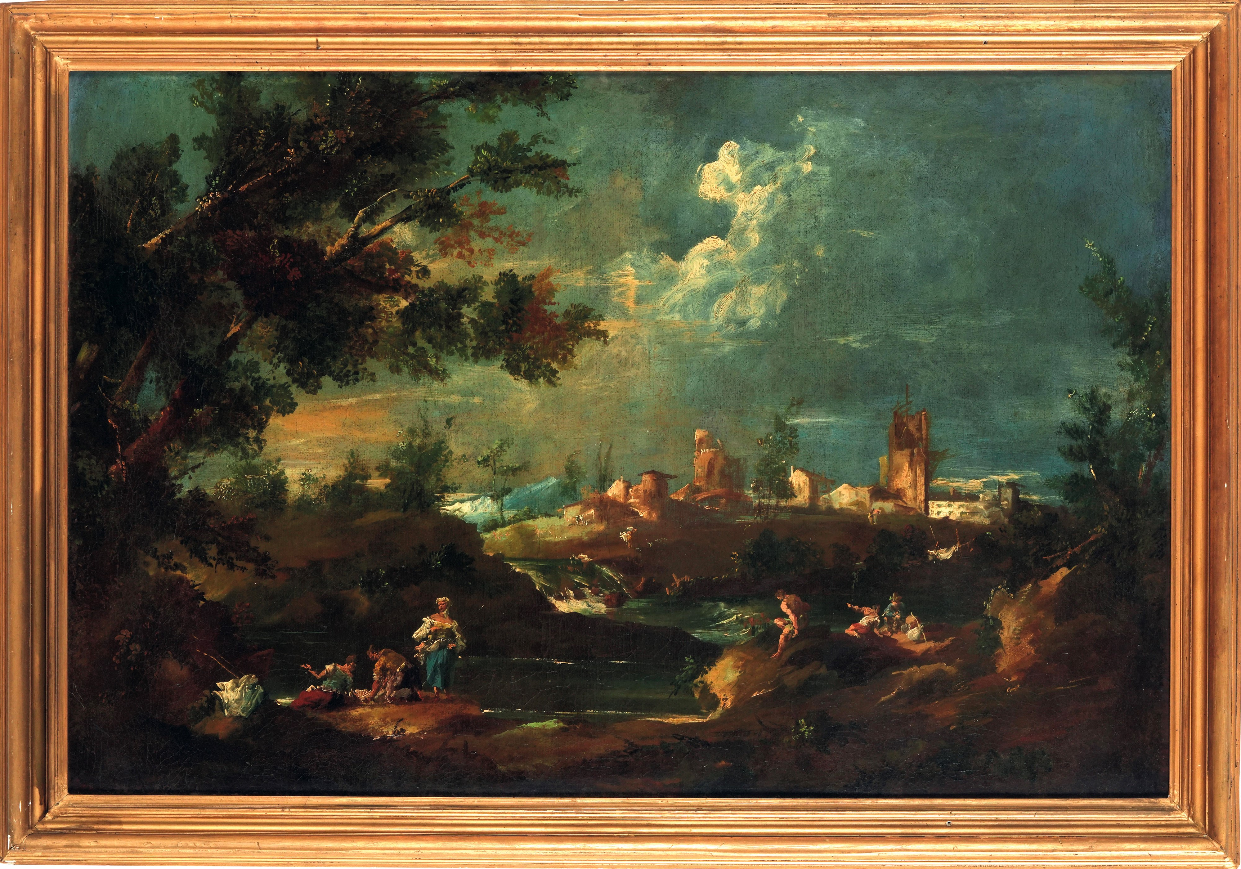 Francesco Guardi e Giacomo Guardi, Paesaggio con lavandaie e pescatori