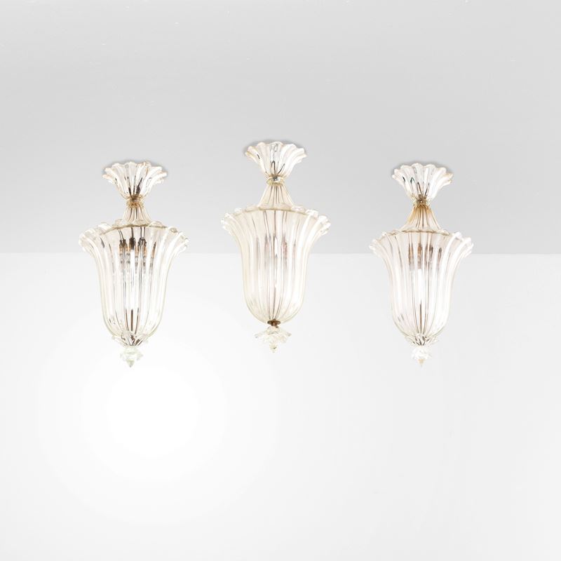 Seguso : Tre lampade a sospensione  - Auction Design - Cambi Casa d'Aste