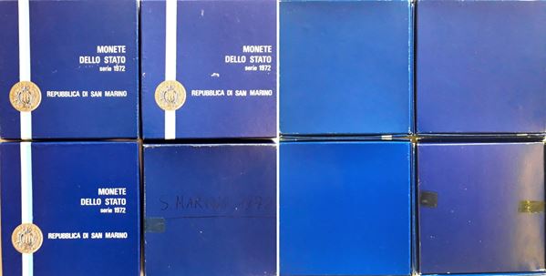 San Marino 1972. 4 divisionali Fior di Conio con altrettante monete d’argento (1° lotto). 