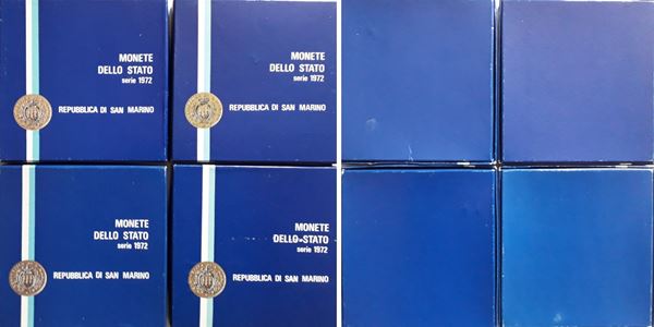 San Marino 1972. 4 divisionali Fior di Conio con altrettante monete d’argento (2° lotto). 