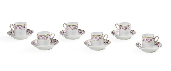 Dodici tazze da caffè “Rapallo” Doccia, Manifattura Richard Ginori, terzo quarto del XX secolo 