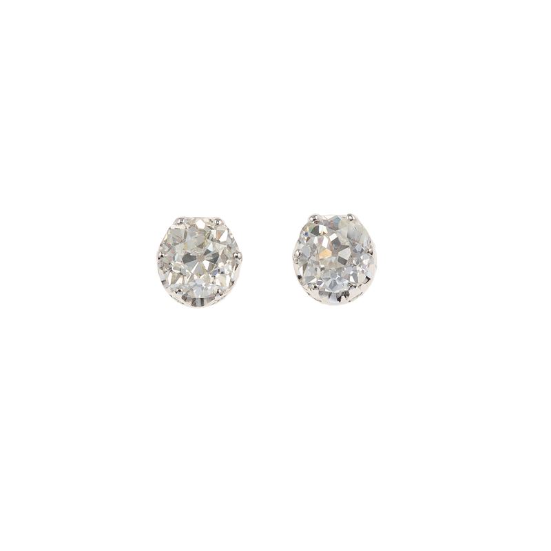 Pair of old-cut diamond and gold earrings  - Auction Fine Jewellery - Cambi Casa d'Aste