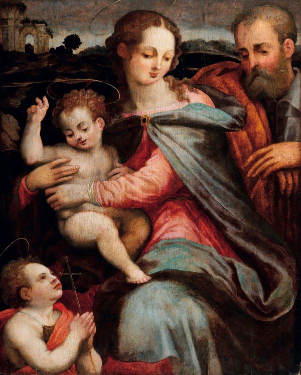 Michele Tosini detto Michele di Ridolfo del Ghirlandaio - Sacra Famiglia con San Giovannino