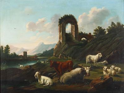 Scuola della Fine del XVIII-inizio del XIX Secolo Paesaggio con Pastori e Armenti