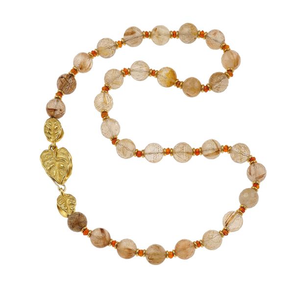 Collana con boules di quarzo rutilato