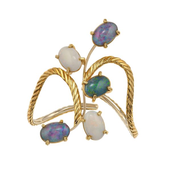 Opal doublets and gold bracelet