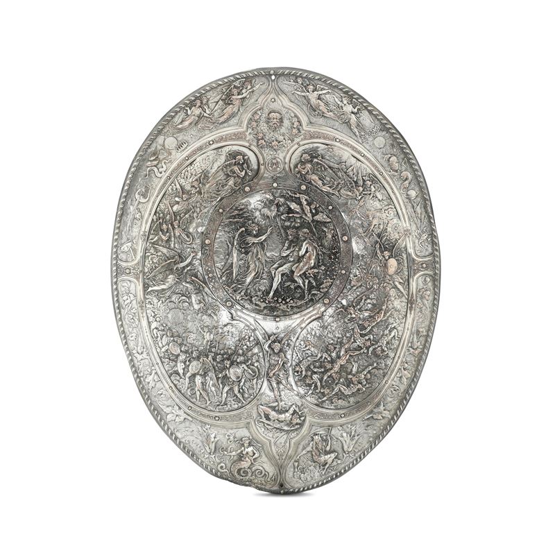Scudo Milton. Il paradiso perduto. Arte inglese del XIX secolo, manifattura Elkington & Co. su disegno di Leonard Morel-Ladeui  - Auction Sculpture and Works of Art - Cambi Casa d'Aste