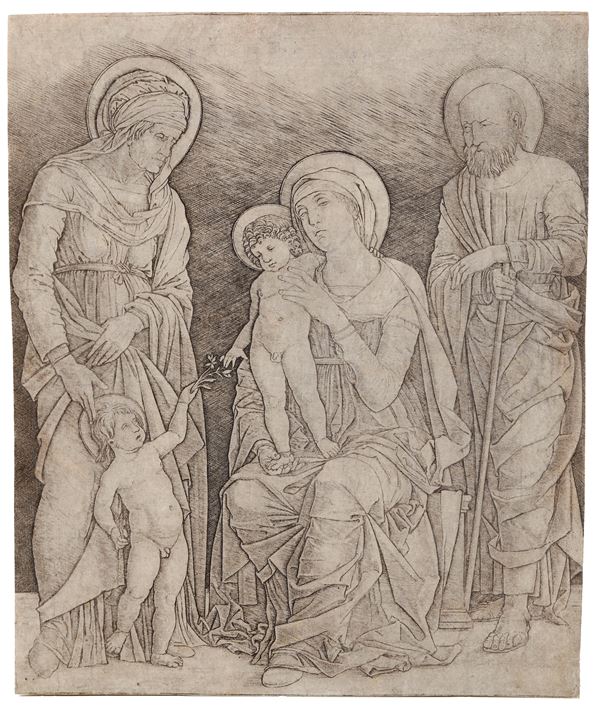 Da Brescia Giovanni Antonio (attivo dal 1490 sl 1520) La Santa Famiglia con Santa Elisabetta e San Giovannino