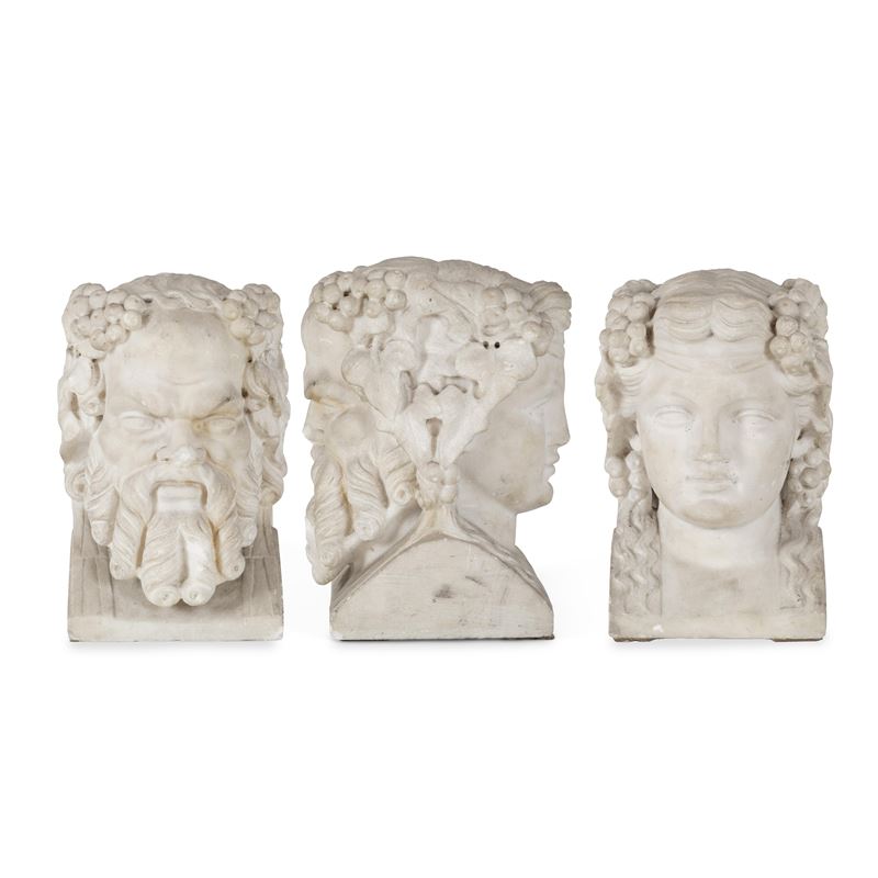 Erma bifronte con sileno e menade. Arte neoclassica, XVIII-XIX secolo  - Asta Scultura e Oggetti d'Arte - Cambi Casa d'Aste