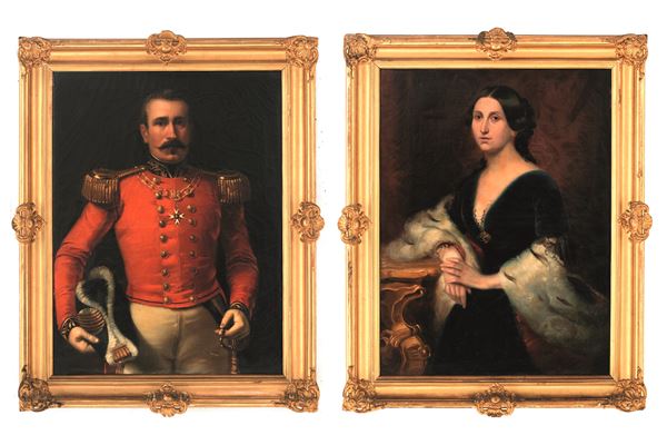 Scuola del XIX secolo Ritratti di coniugi