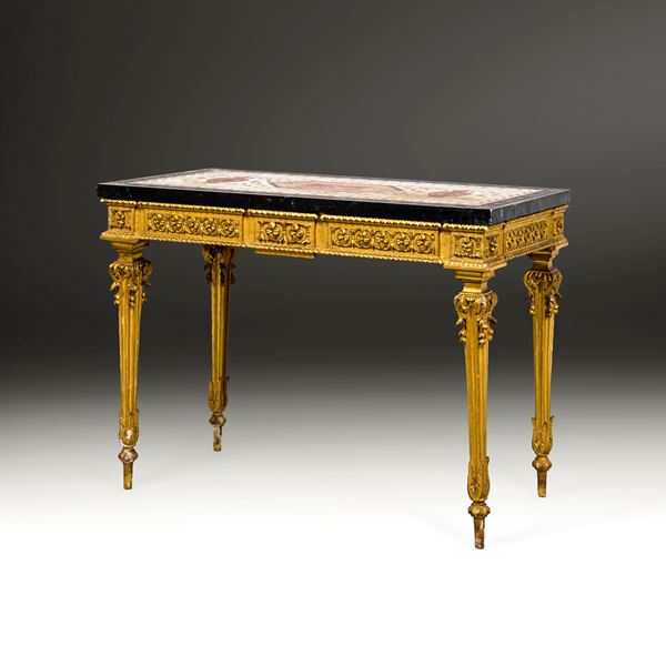 Consolle Luigi XVI con piano in scagliola. Roma, fine XVIII secolo