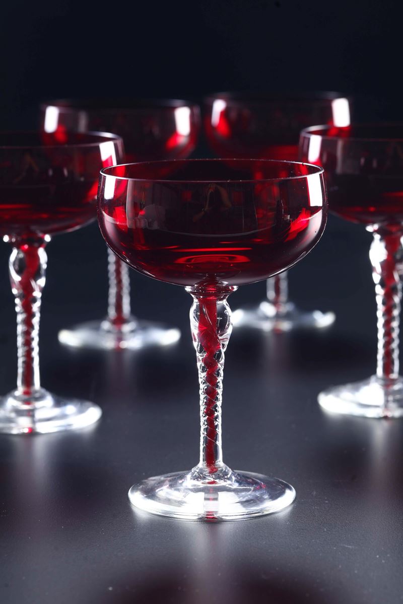Dieci coppe da champagne. Murano, XX secolo.   - Auction The Art of the Table - Cambi Casa d'Aste