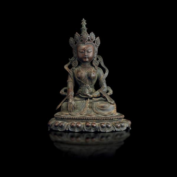 Bronze figure of Guanyin seated on a lotus flower, China, Ming Dynasty (1368-1644)