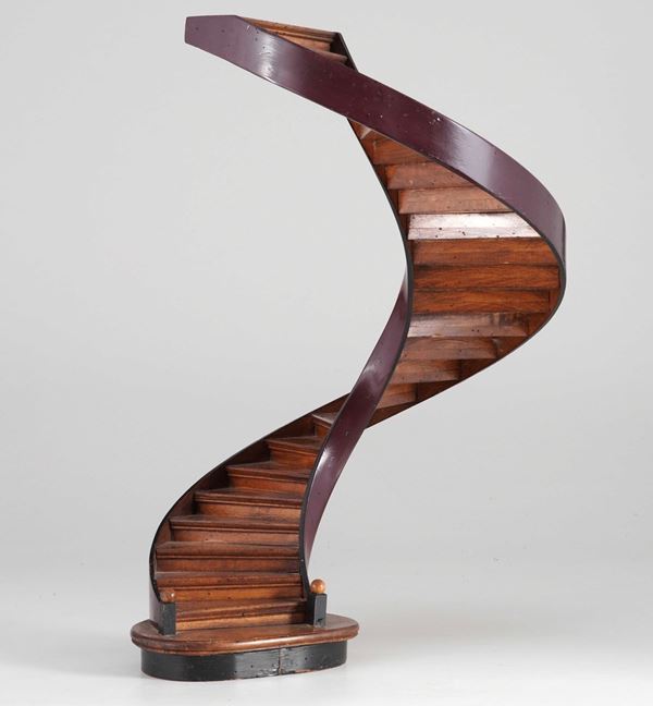 Modello di scala a chiocciola in legno. XX secolo