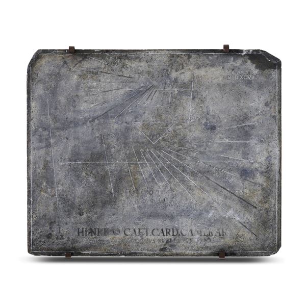 Meridiana in ardesia. Firmata Theodosius Rubeus Privernas e datata Romae Anno Domini MDXCVII