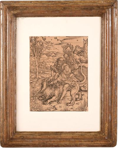 Dürer, Sansone che combatte con il Leone, silografia