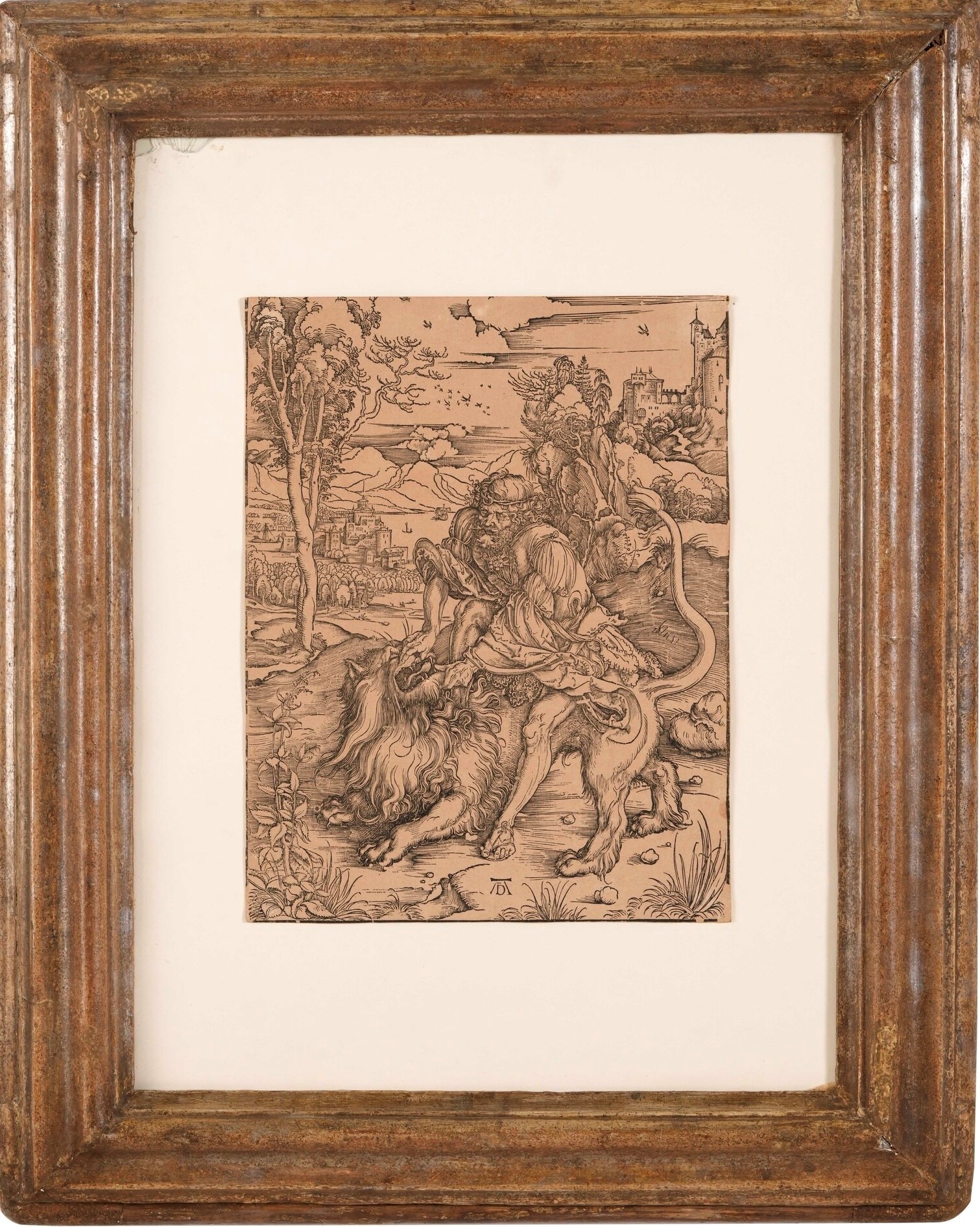Dürer, Sansone che combatte con il Leone, silografia