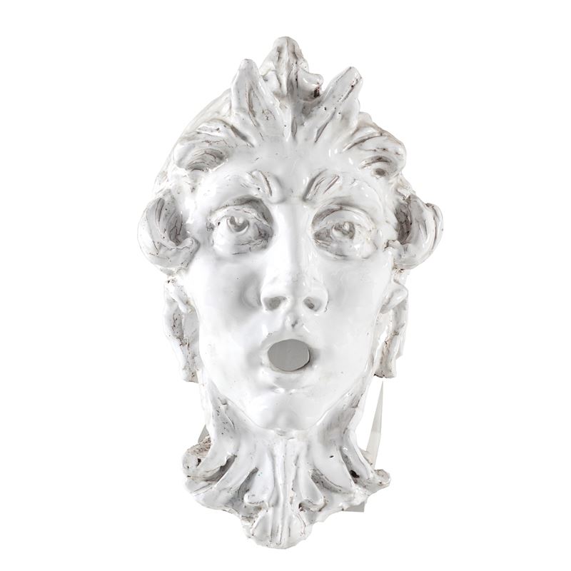 Mascherone di fontana in terracotta invetriata. XX secolo  - Auction Antiques - Cambi Casa d'Aste