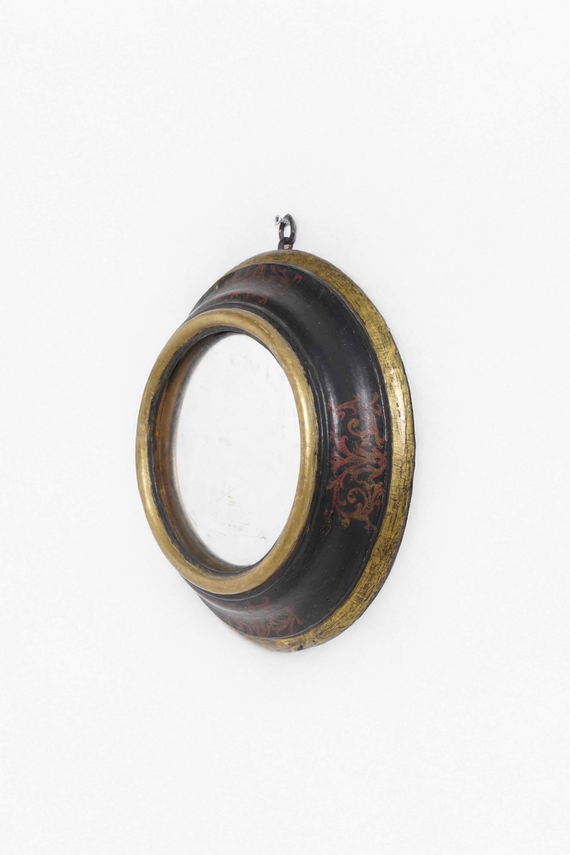 Bulls Eye con Cornice in Legno Laccato e Dorato. Inghilterra, XIX Secolo