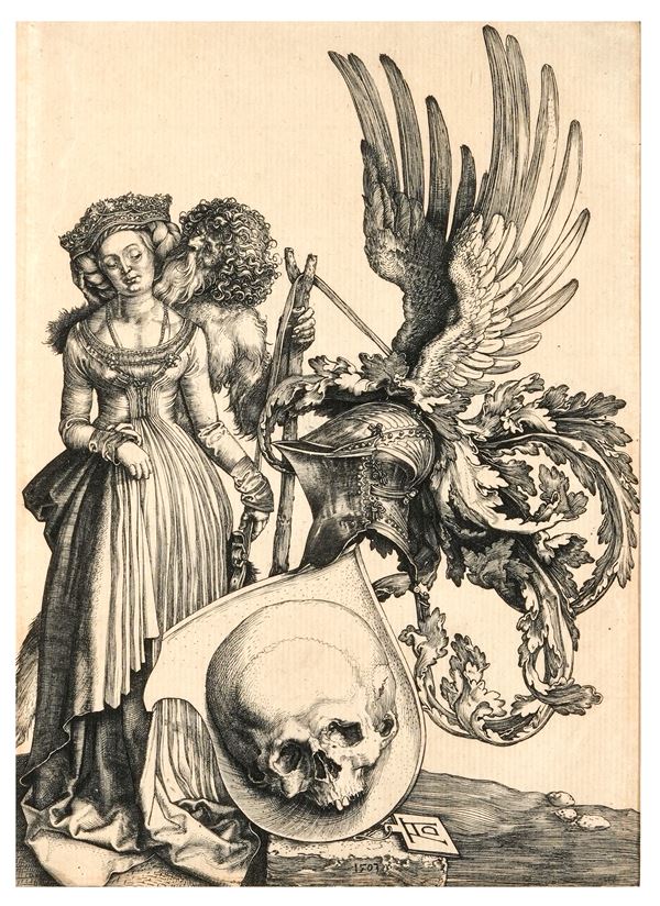 Dürer Albrecht (1471-1528) Presumibile tiratura del secolo XIX Le insegne della morte, 1503