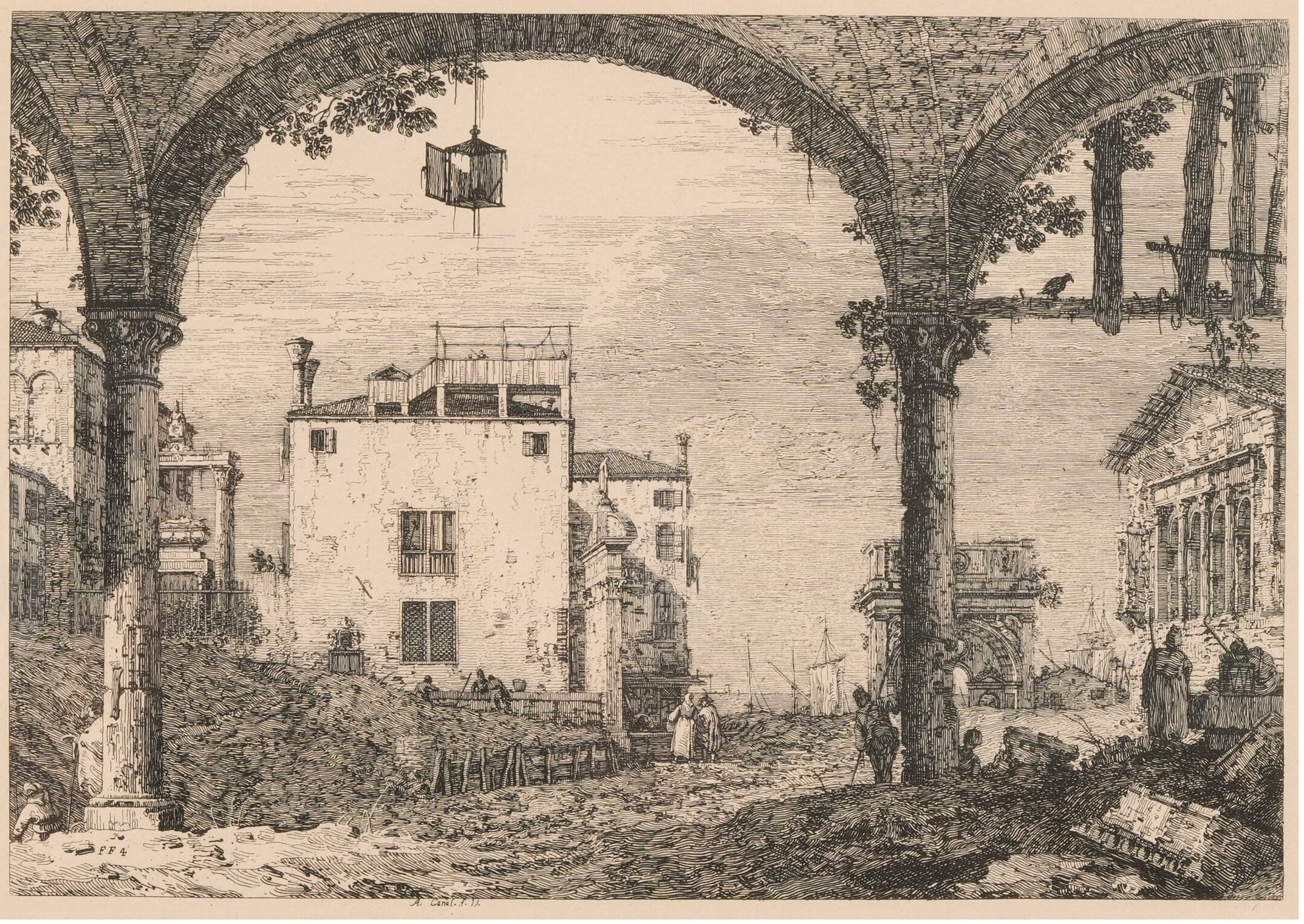Canal Antonio Detto Canaletto (1697-1768) Portico con Lanterna (riproduzione del Secolo XX)