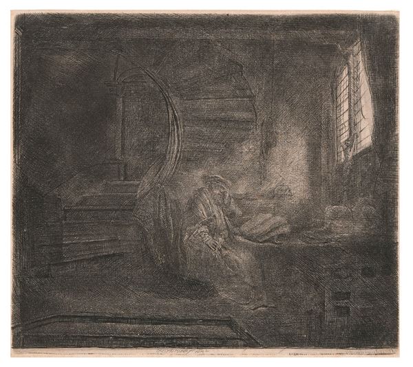 Rembrandt Harmenszoon Van Rijn (1606-1669) San Girolamo nello studio, 1642