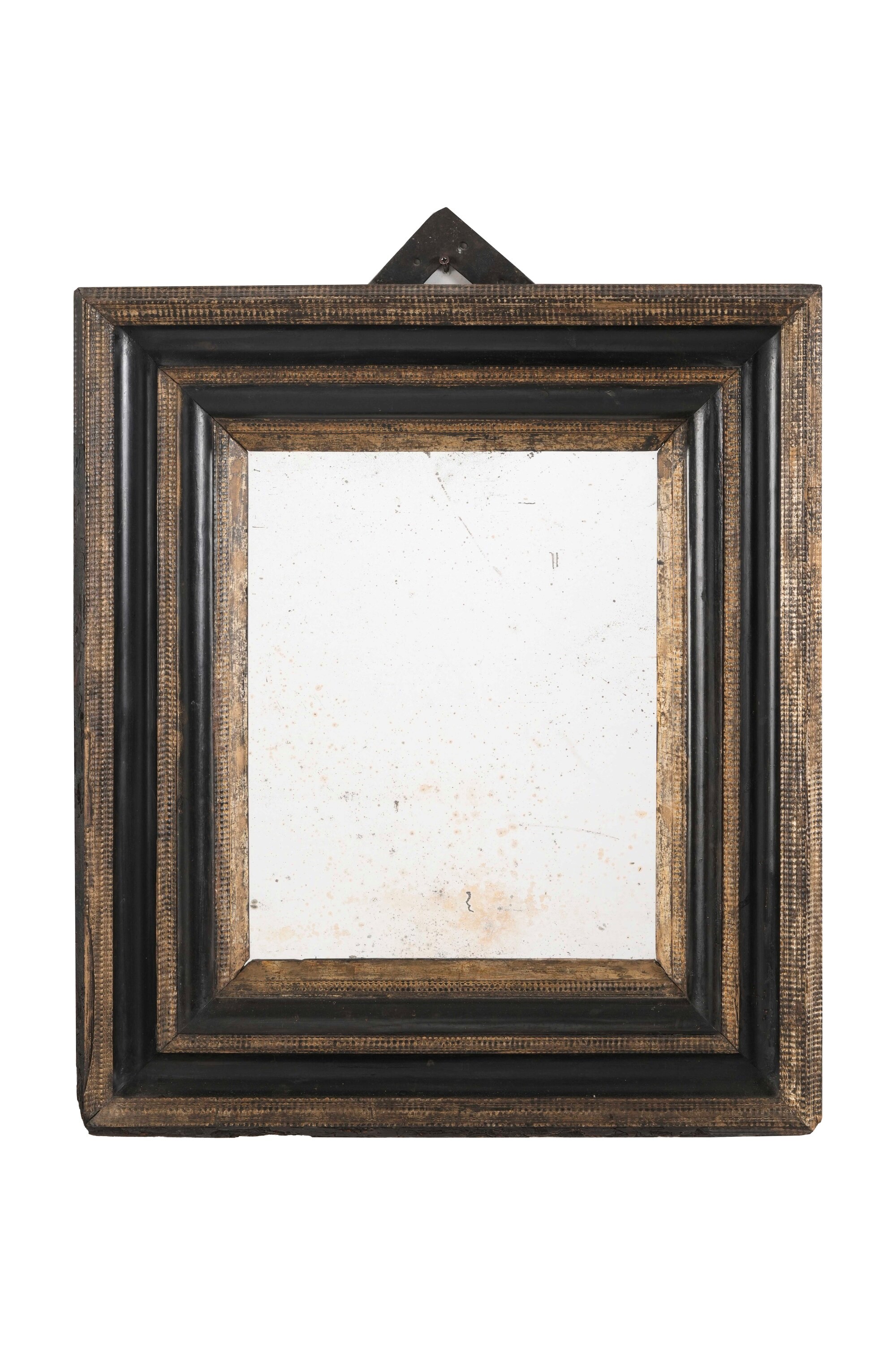 Specchiera con Cornice Guilloche in Legno Laccato e Dorato. XVIII Secolo