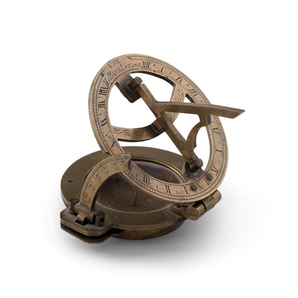 Orologio solare equinoziale in ottone. Firma di James Cox (1760-1788)