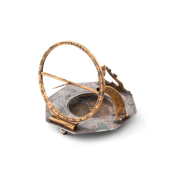 Orologio solare ottagonale equinoziale, firmata Johann Georg Vogler. Germania XVIII secolo