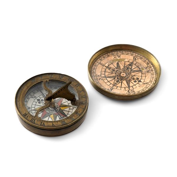 Meridiana a scatola in ottone. Inghilterra XVIII secolo