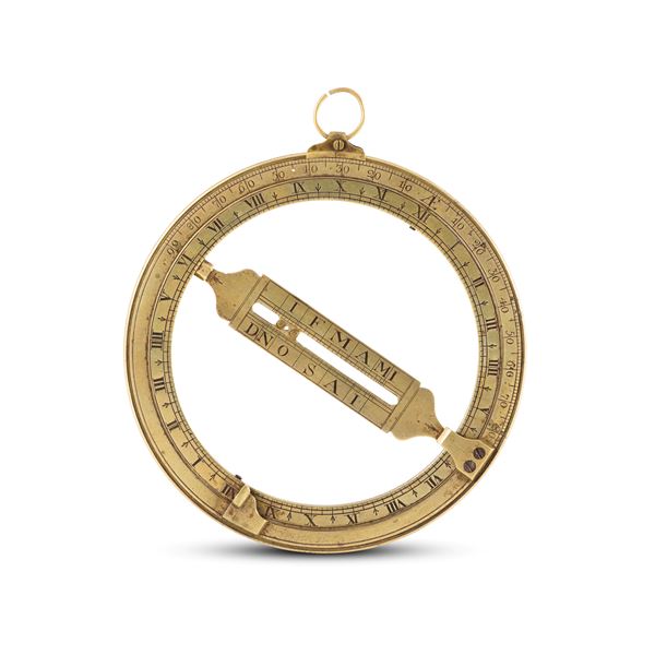 Anello solare equinoziale in ottone. Probabilmente Inghilterra XVIII-XIX secolo