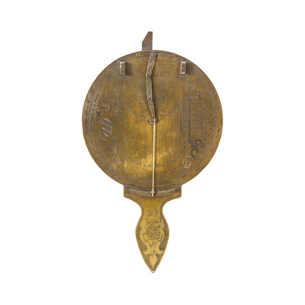 Orologio notturno in ottone, firmato Paolus Cimerlinus e dedicato ad Alcinoo Faelae. 1565