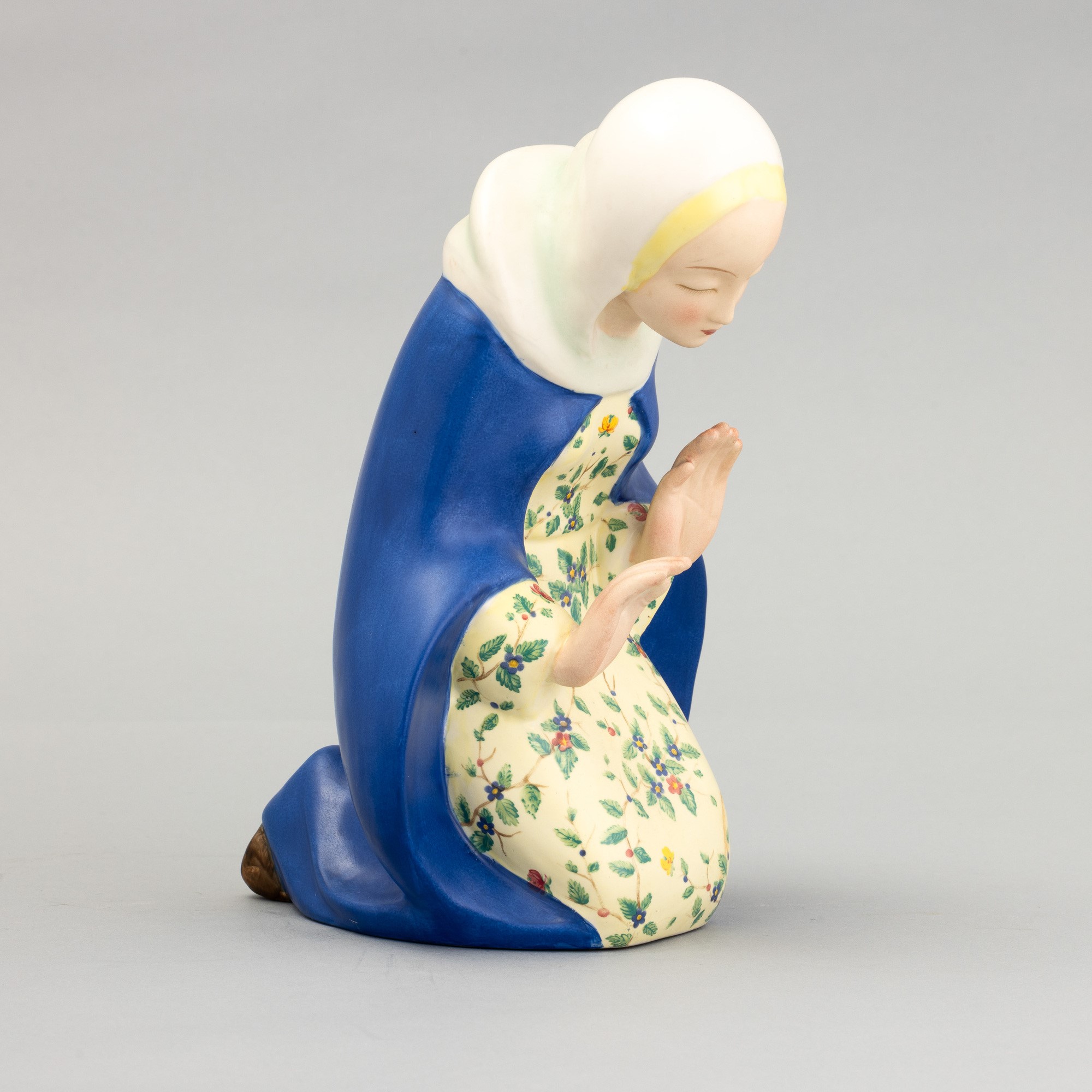 Paola Bologna - Figura di Madonna in preghiera, terraglia a colaggio policroma