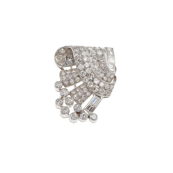 Diamond and platinum brooch