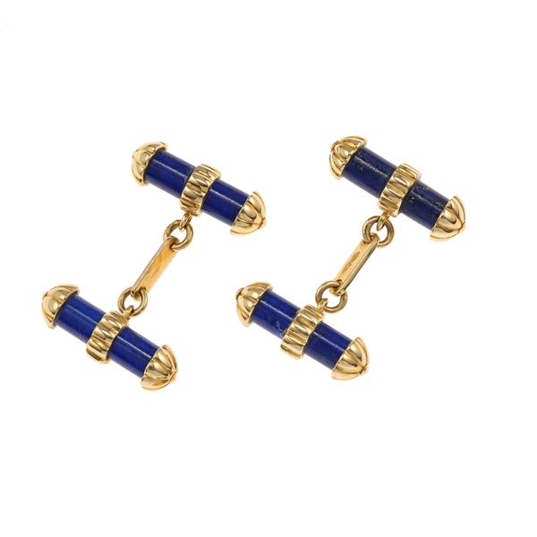 Pair of gold and lapis lazuli cufflinks