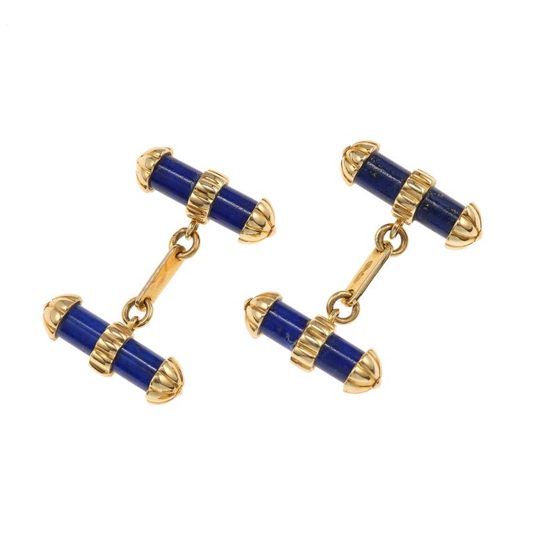 Pair of gold and lapis lazuli cufflinks  - Auction Fine Jewellery - Cambi Casa d'Aste