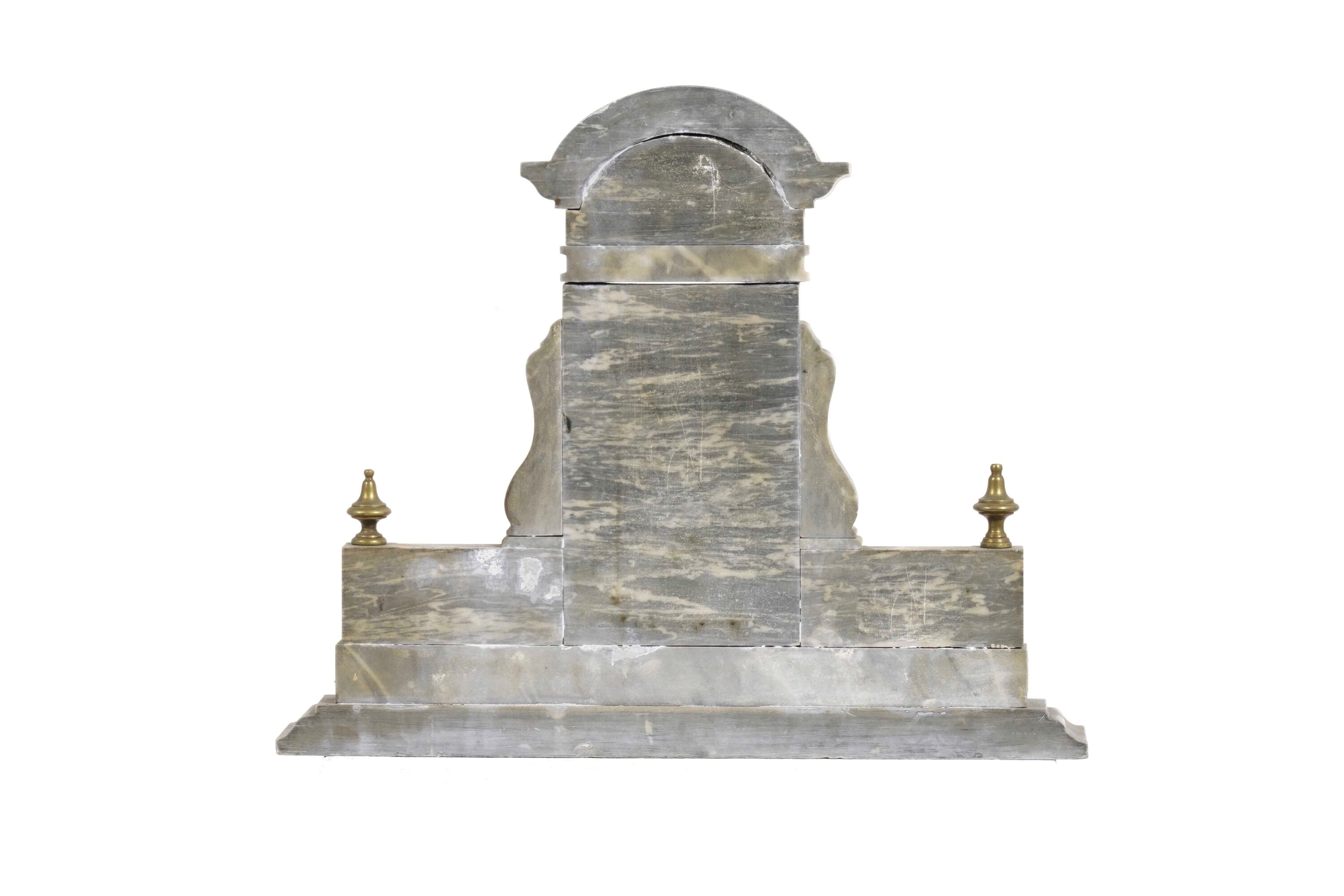 Modellino di fontana barocca, marmo grigio con decorazioni in bronzo (XX secolo)