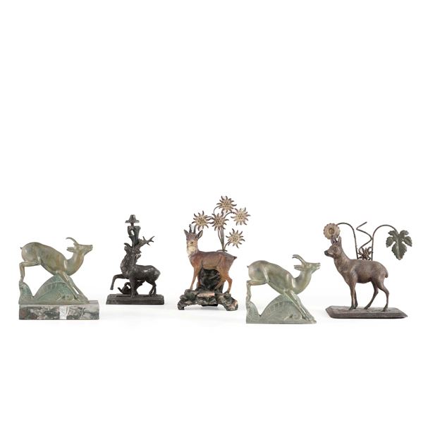 Scultore del XX secolo Cinque diversi caprioli