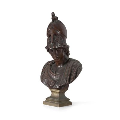 Fonditore del XIX-XX secolo, Busto di Minerva in bronzo patinato