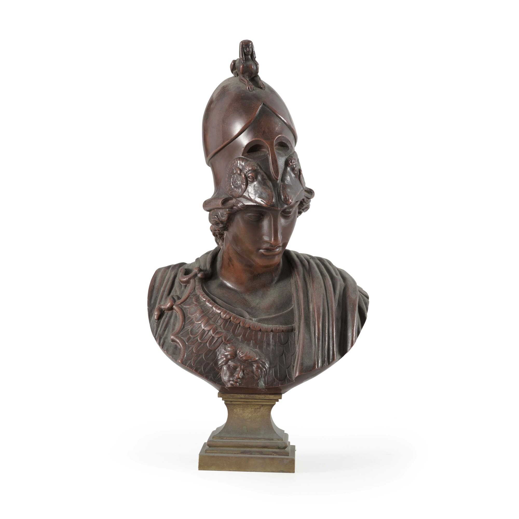 Fonditore del XIX-XX secolo, Busto di Minerva in bronzo patinato