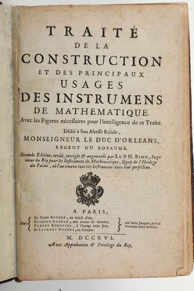 Bion, Nicolas, Traité de la construction et des principaux usages des instrumens de mathematique,...