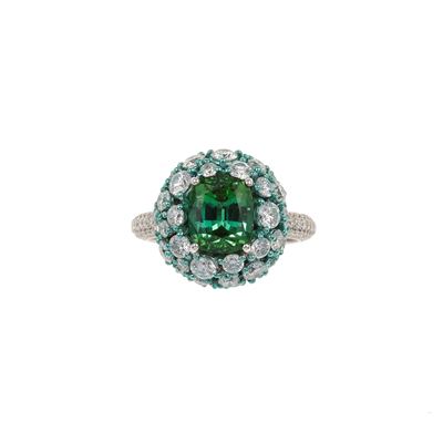 Brarda. "globo" Anello con Tormalina di Ct 2.90 e Diamanti per Ct 3.36